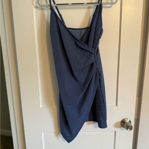Elegant Asymmetrical Navy Dress